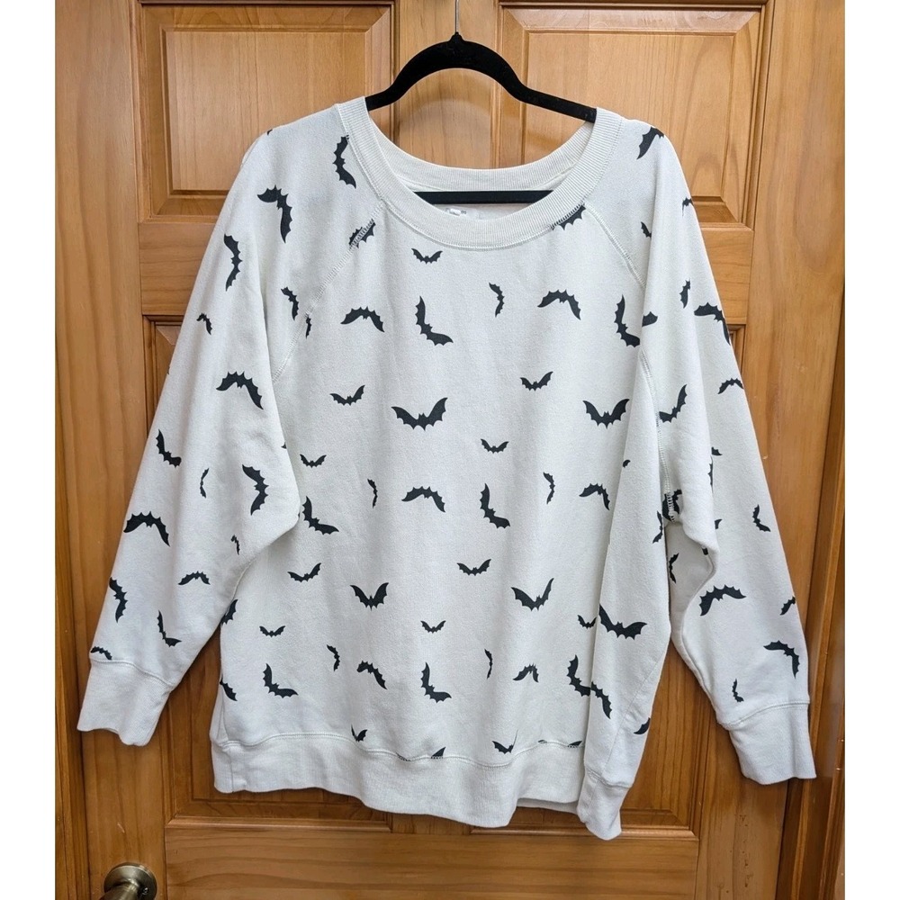 Maunces Women's 2X Sweatshirt Bats Halloween Long Sleeves Fall